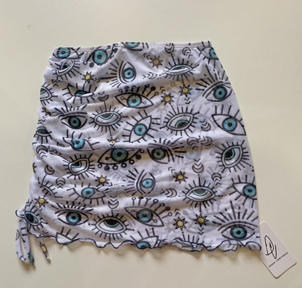 Saia Drapeado Lateral Tule Olho Grego Turquesa - Imagem 2